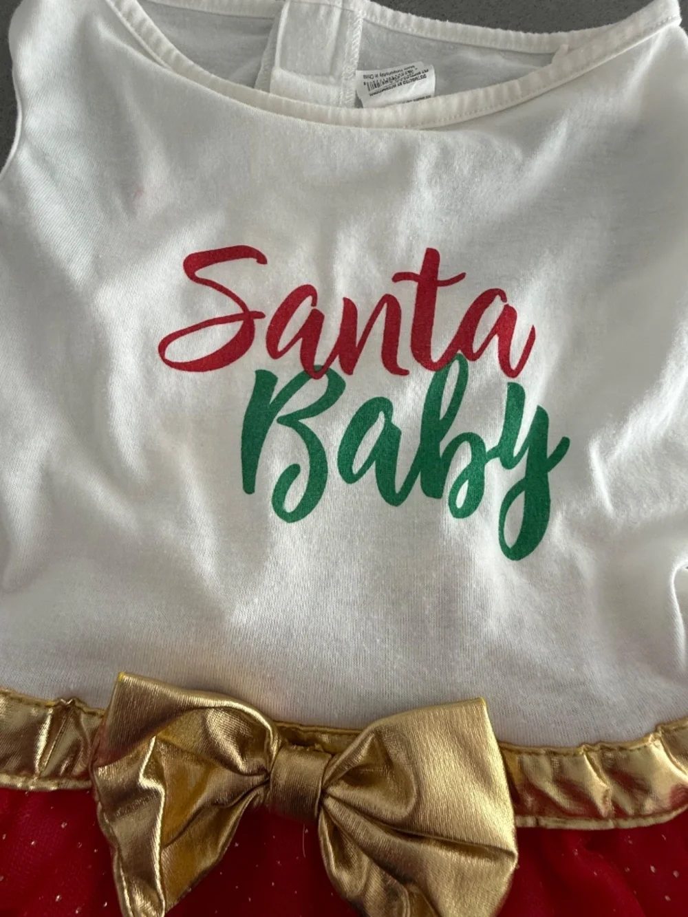 Santa Baby Dog XL Dress Christmas Size Small Red Gold Bow Merry Makings